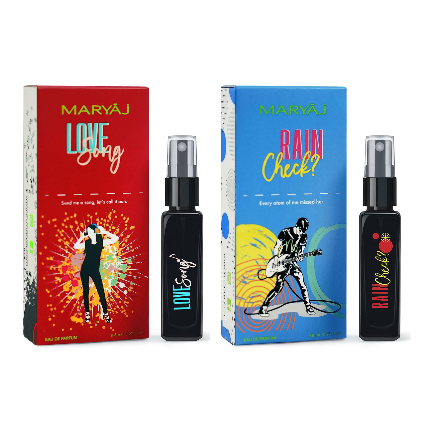 MaryajLove Song EDP Gift For Her and Rain Check? EDP Gift For Him 8ML Long Lasting Scent Spray Gift For Women and Men
