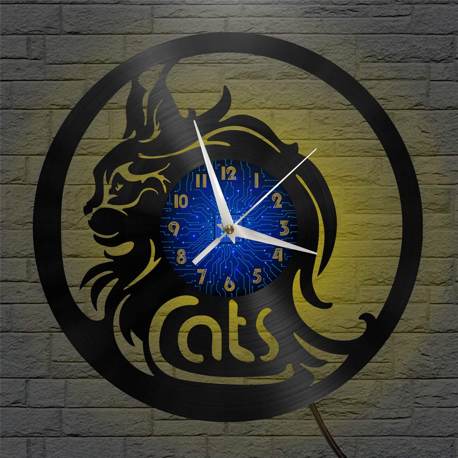 Orologio da parete in vinile a forma di gatto nero, silenzioso, per casa, camera da letto, soggiorno, decorazione da parete, regalo per le vacanze, 30,5 cm