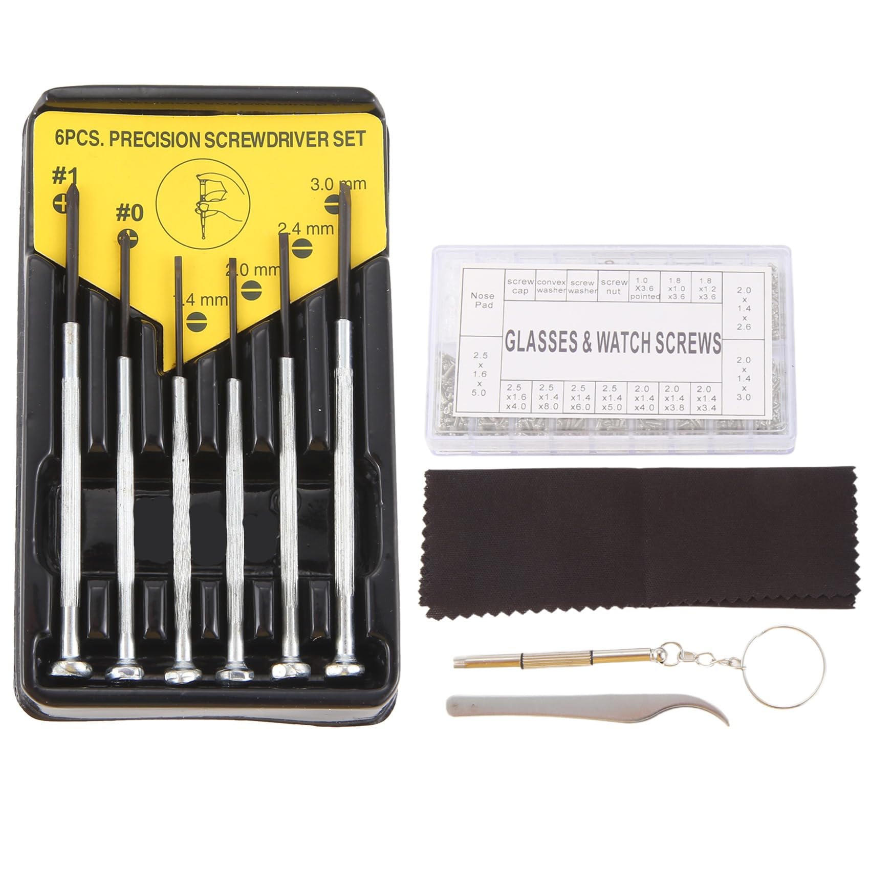 Littimoon Eyeglass Repair Kit Sunglasses Repair Kit with Nose Pads Screws Screwdriver Tweezers for Watch Clock Spectacle Repair