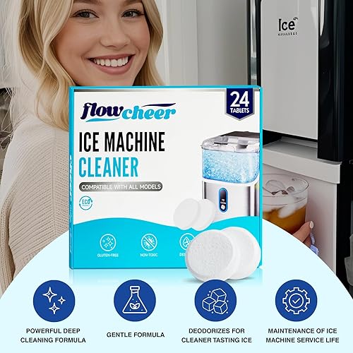 Miniatura 2 de flowcheer Tabletas limpiadoras para máquina de hielo, limpieza y desincrustante para máquinas de hielo de encimera y hogar, 24 unidades durante 1