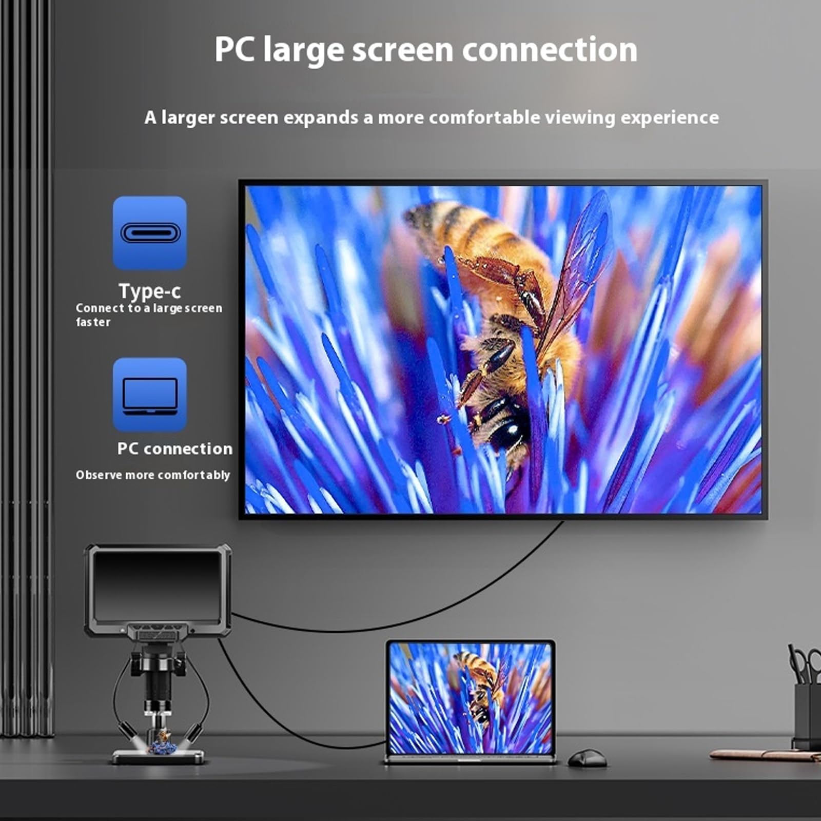 Elektronisches Mikroskop mit 4K-Auflösung, 10-1000-fache Vergrößerung und multifunktionaler technischer Beobachtung, Metall, digitales Mikroskop mit LED-Beleuchtung