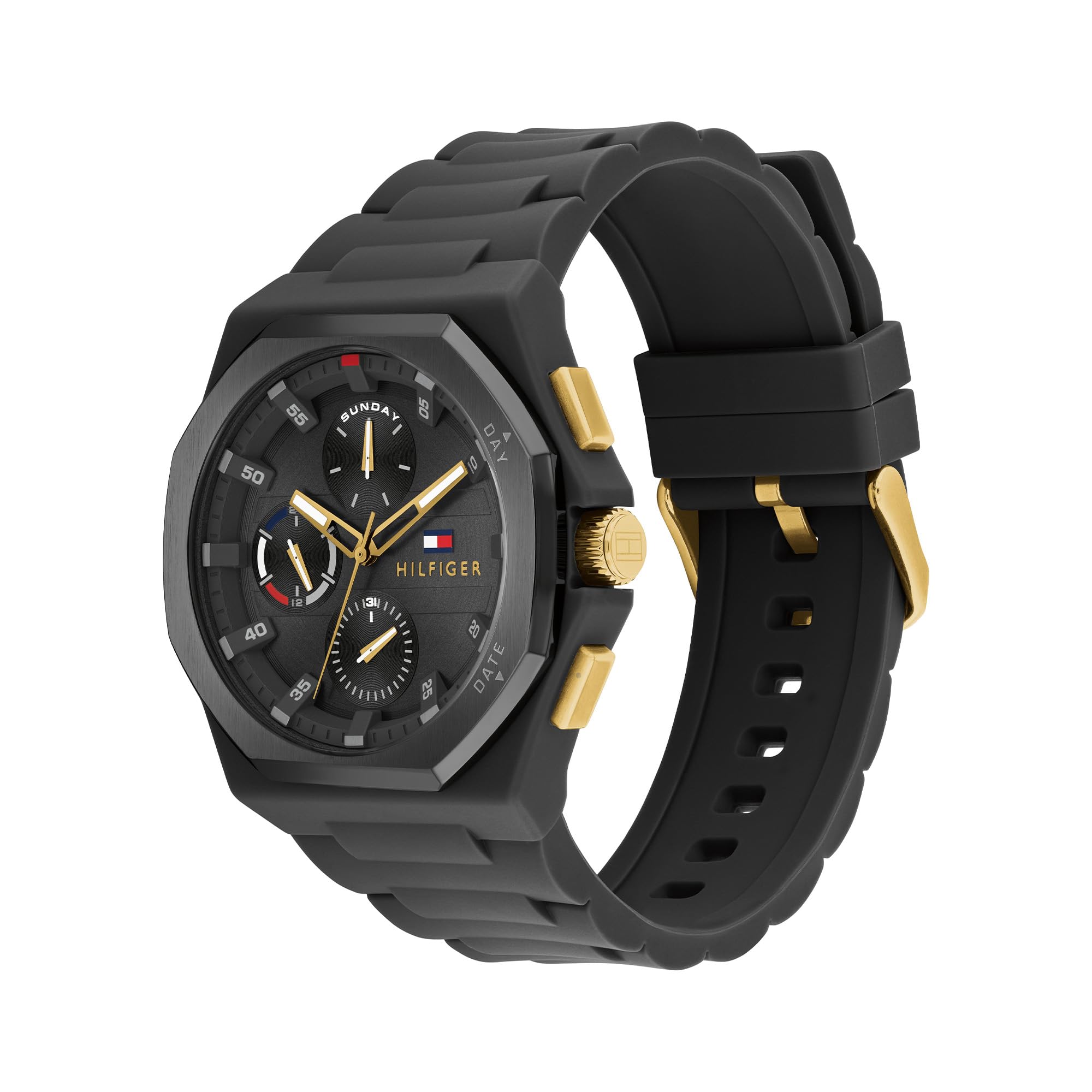 Tommy Hilfiger Reloj Analógico de Cuarzo Multifunción para Hombre con Correa de Silicona Negra - 1792120