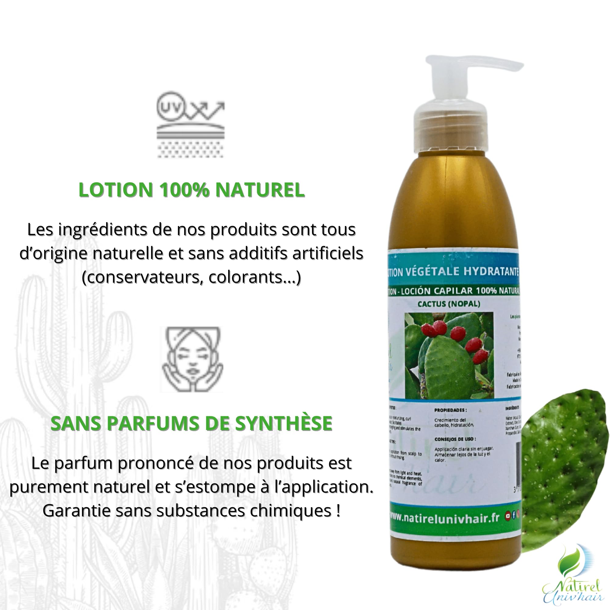100 % natürliche Lotion auf Basis von Kaktus, Haarserum, feuchtigkeitsspendend, intensive Pflege ohne Ausspülen für trockenes und geschädigtes Haar, Leave-In Styling-Produkte, Behandlungen für das