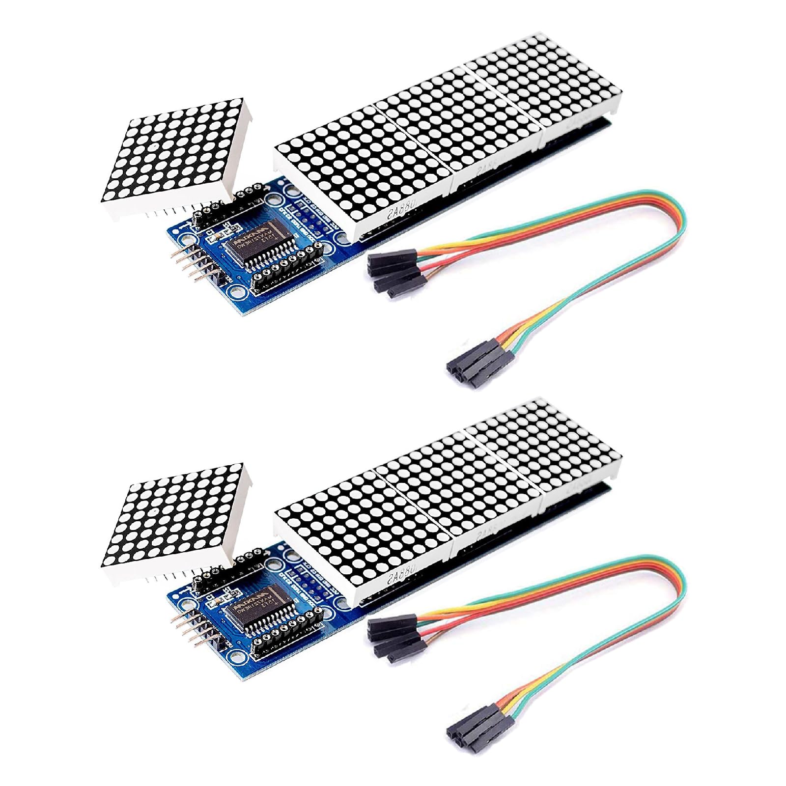 Lot de 2 modules matriciels 4 en 1 MAX7219 - Carte d'affichage LED à 5 broches pour Arduino et microcontrôleur