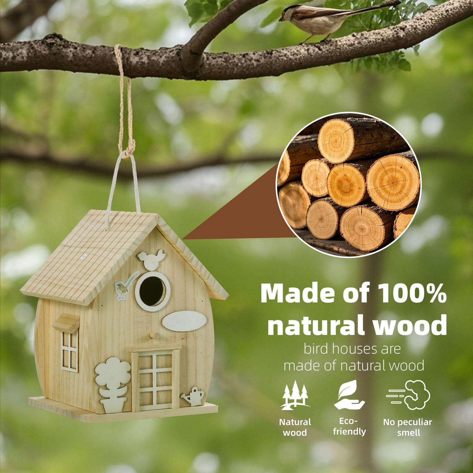 Kit de nichoir en bois à faire soi-même pour adultes à construire, travaux manuels de boiserie extérieure avec peinture freestyle, nichoir suspendu pour la décoration de jardin et de cour - Cadeau