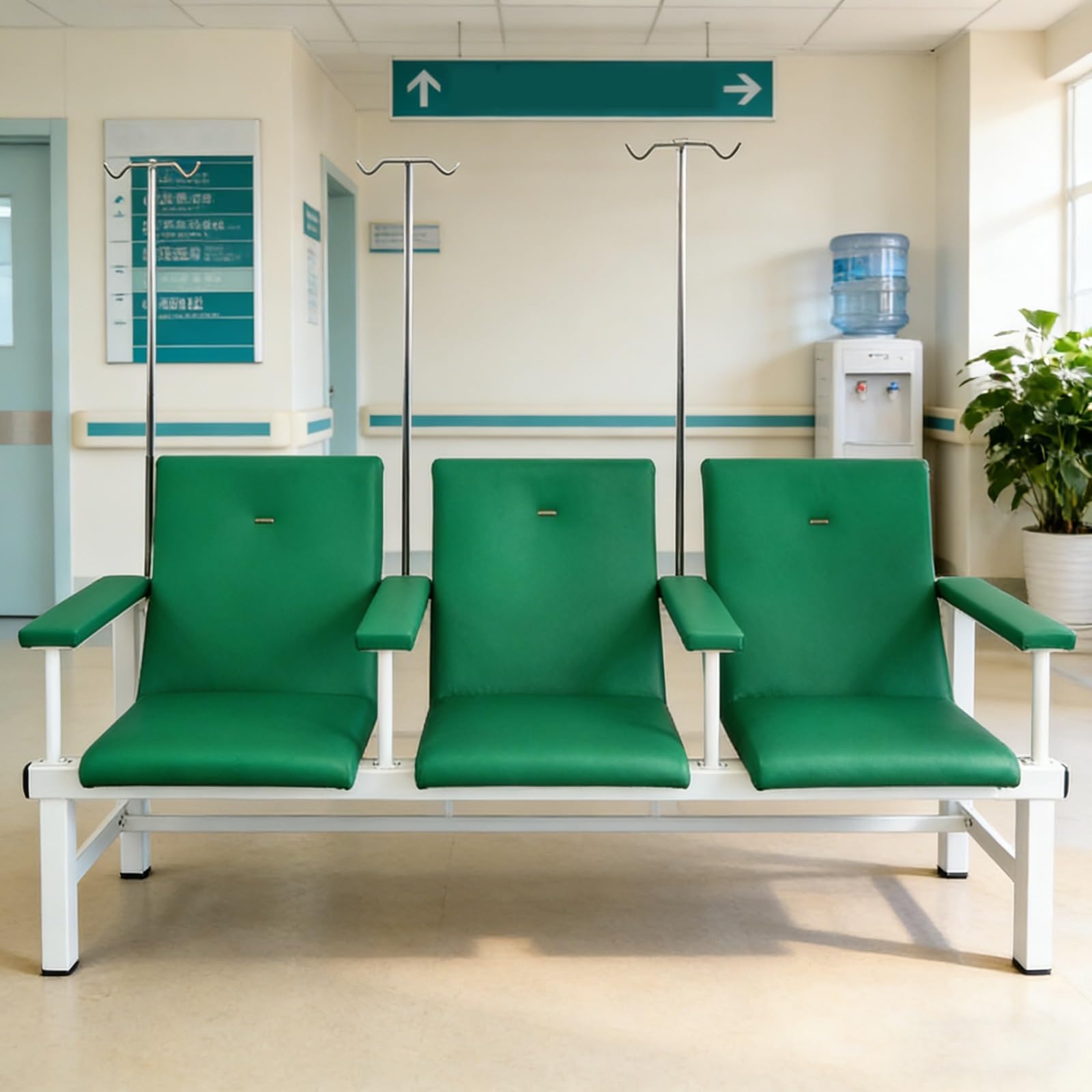 3-osobowe, medyczne krzesła do flebotomii ze stojakiem do poczekalni szpitalnej, konstrukcja rozkładana z wygodnym podłokietnikiem i oparciem, odpowiednie do klinik i domów opieki