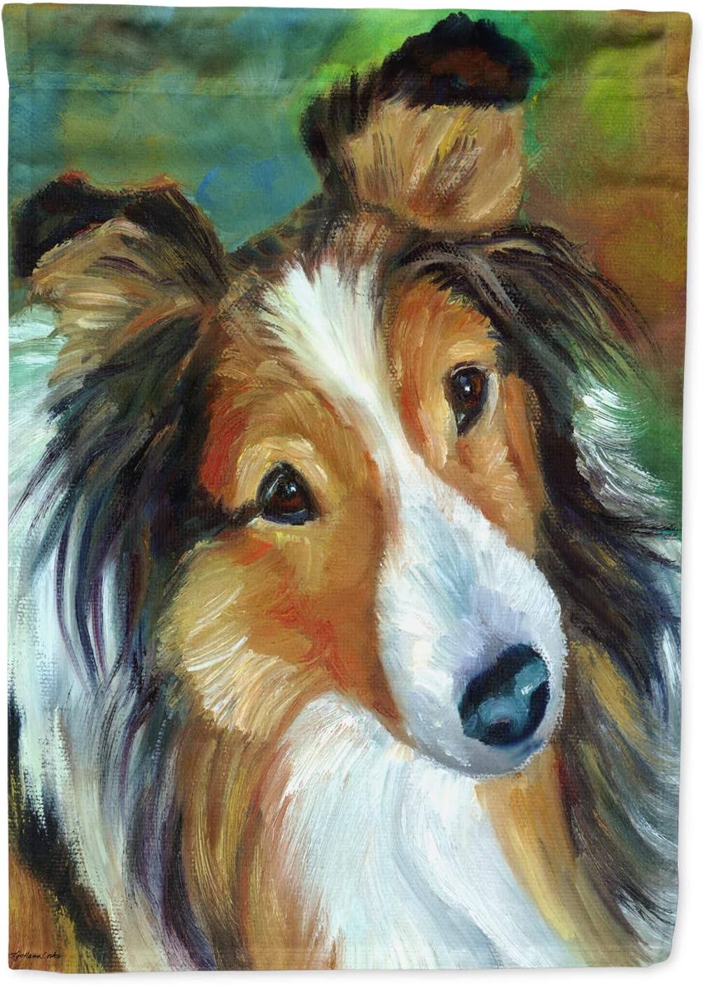 Caroline's Treasures 7396CHF Sheltie Curiosity House Flag Large Porch Sleeve Pole Decorative Outside Yard Banner Artwork Wall Hanging, Polyester, House Size, Multicolor