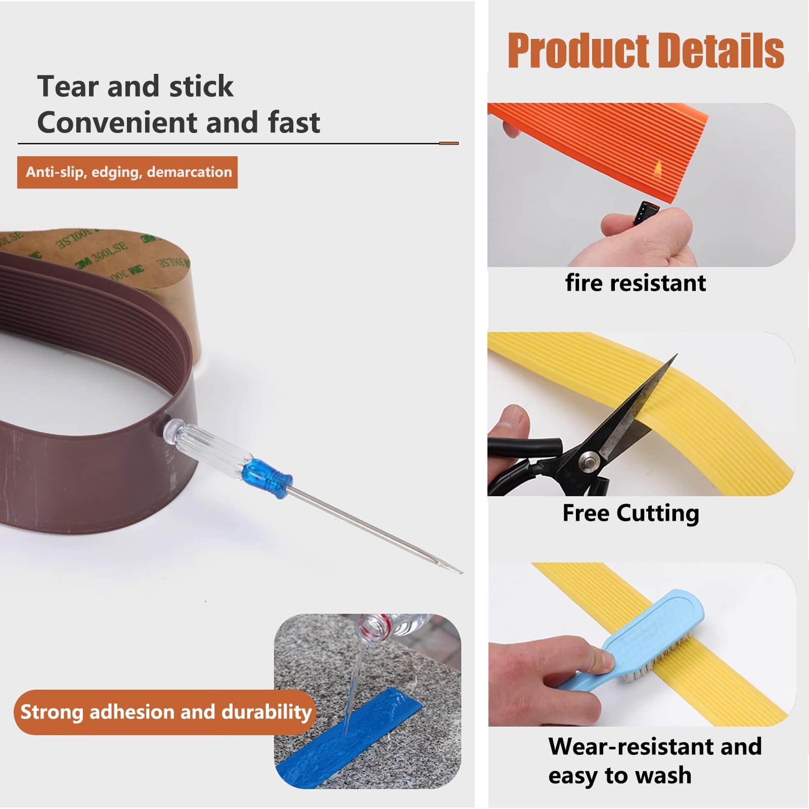 Borde De Escalera De Goma De PVC, Tira De Vinilo Autoadhesiva Antideslizante Para Escalera, Perfil De ÁNgulo De La Nariz De La Escalera, Para Peldaños De Interior Y Exterior, Borde De Goma De PVC(Yell
