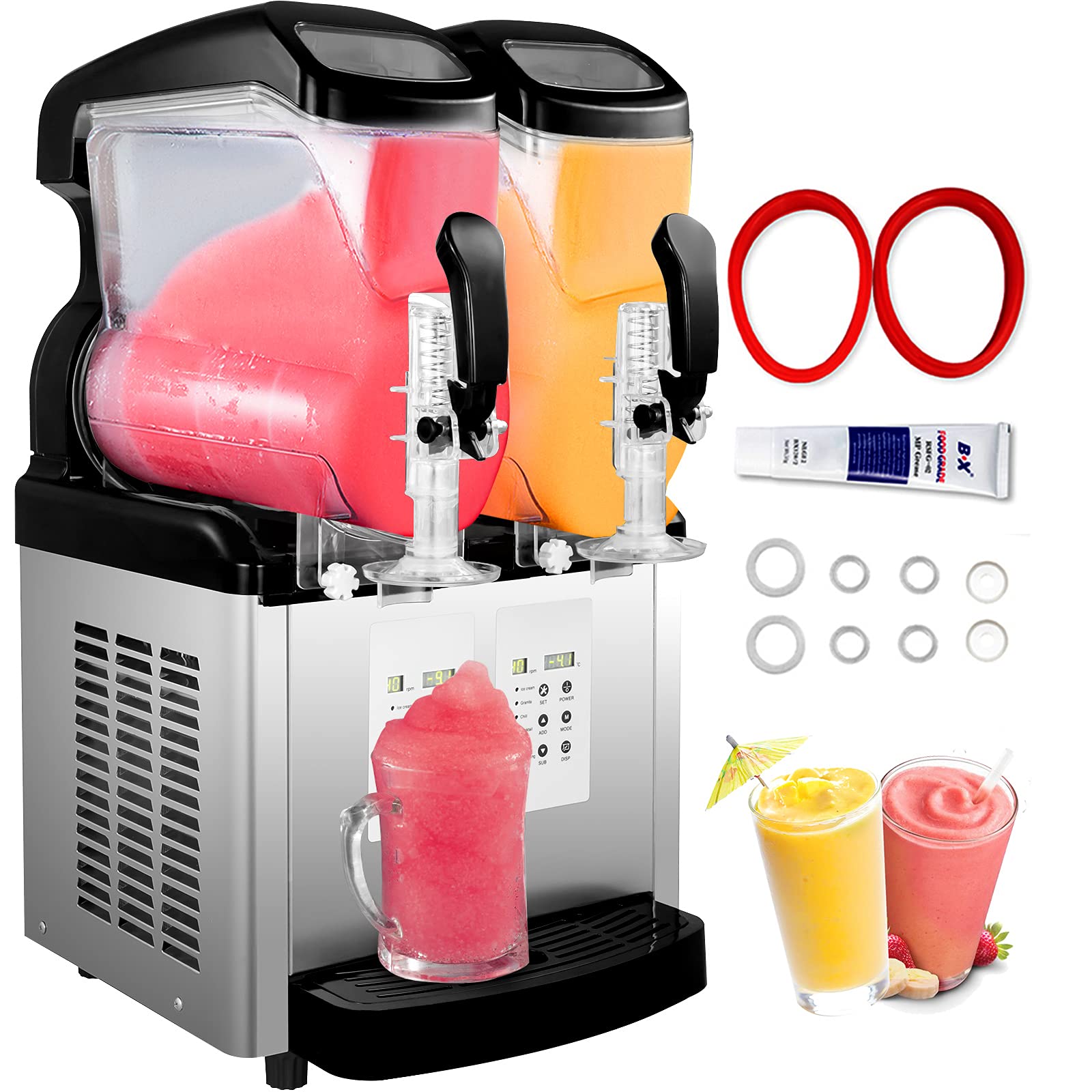 Buy VBENLEM 110V 2 in 1 Commercial Slushy Machine 2x6L Temperature 10