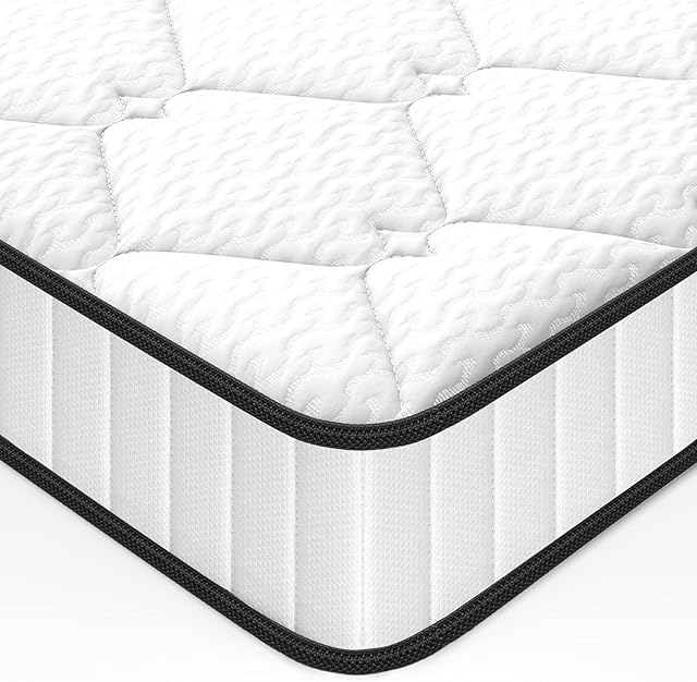 BedStory Double Mattress, Bedding Mattress with Breathable Fabric Sleeping Mattress with High-density Support Foam Medium Firm Spring Coil Mattress in a Box (White,135x190x16cm)