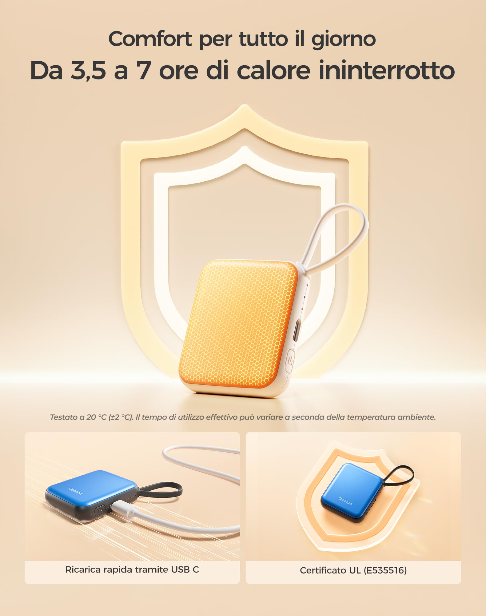 OCOOPA UT5 Nano Scaldamani Elettrico Confezione da due, Tre Livelli di Riscaldamento, Scaldamani Ricaricabile Portatile Scalda mani Tascabili, Regali, Essenziali per il Freddo Invernale in Esterni