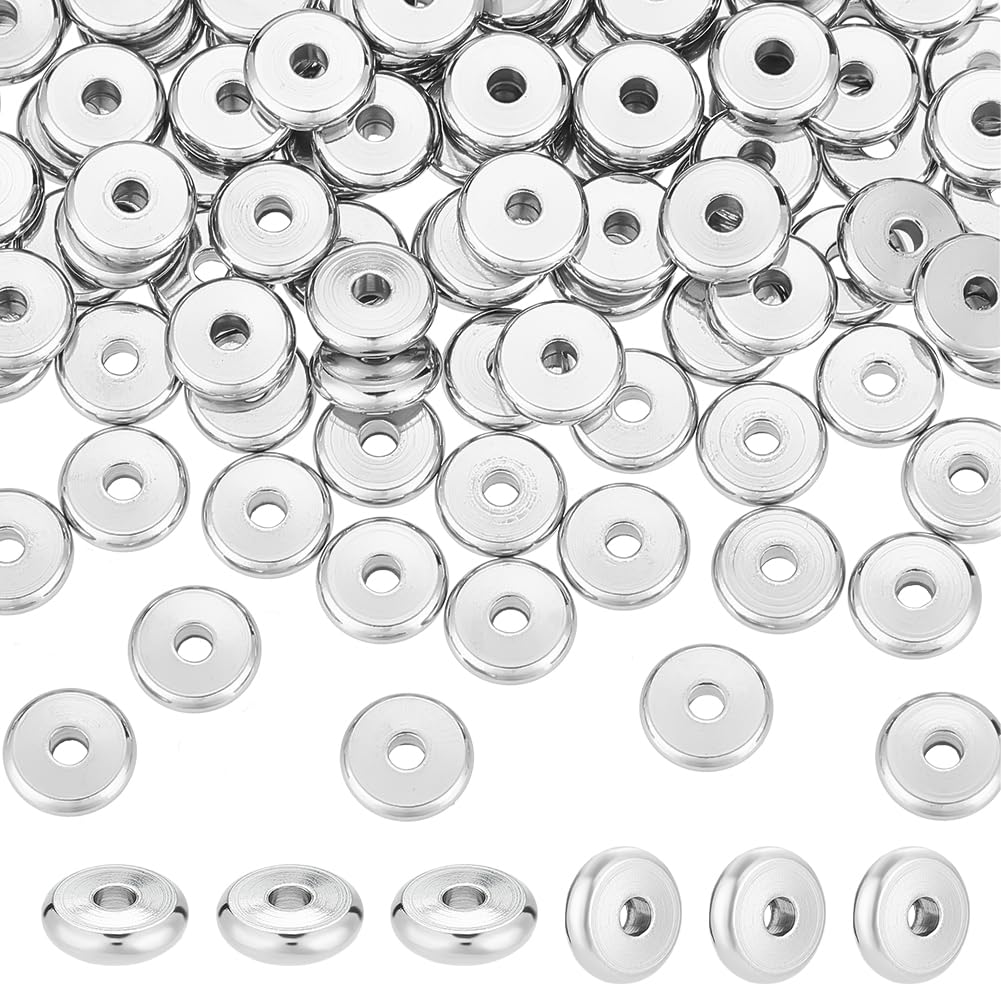 UNICRAFTALE 100 Distanziatori Rotondi Piatti In Acciaio Inossidabile 304, 7 Mm, Per Creazione Gioielli Fai-da-Te