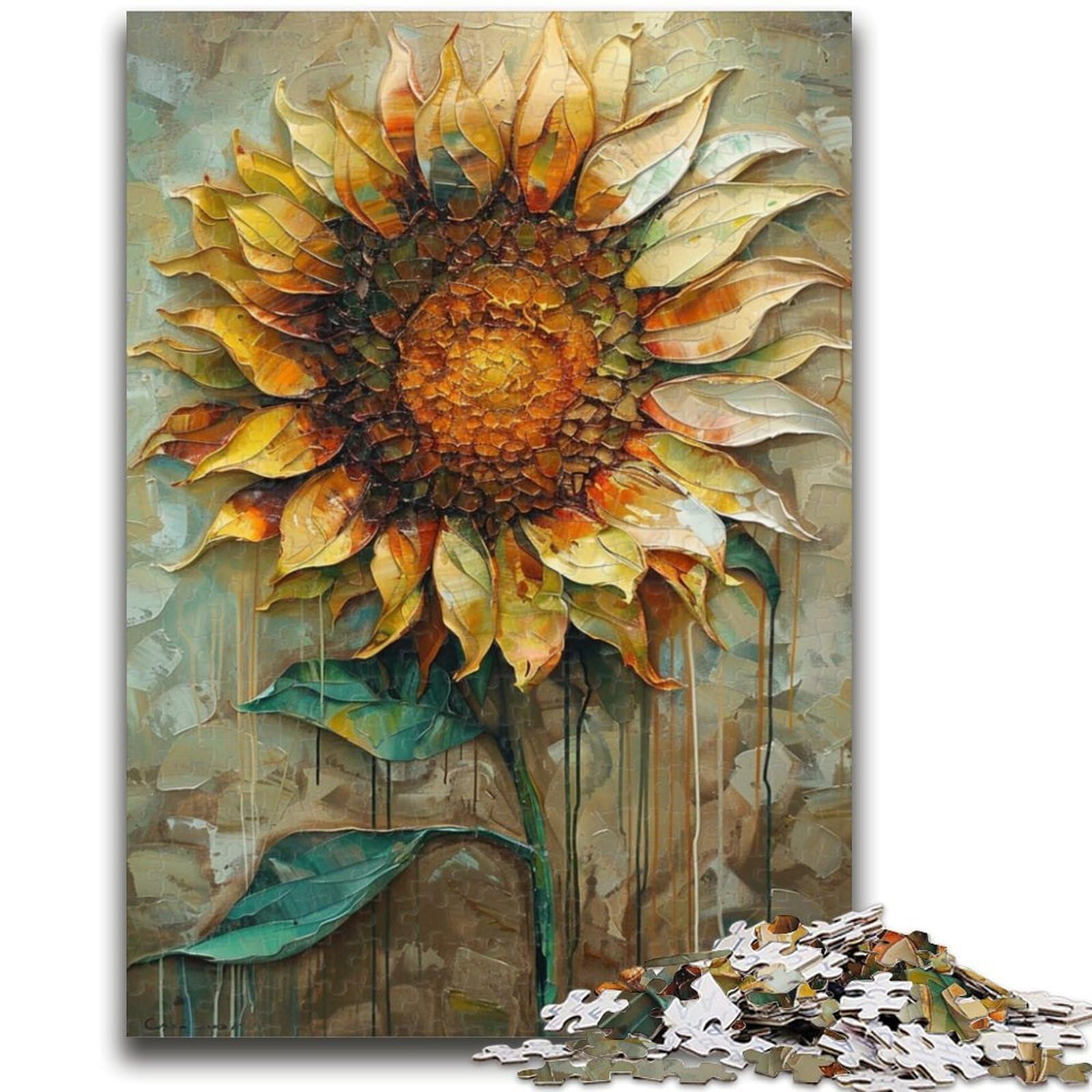 Jigsaws Puzzles 1000 Pieces for Teenagers Gifts Sunflower Art Stress Reliever Difficult Challenge Unique Home Decor And Gifts 26X38CM