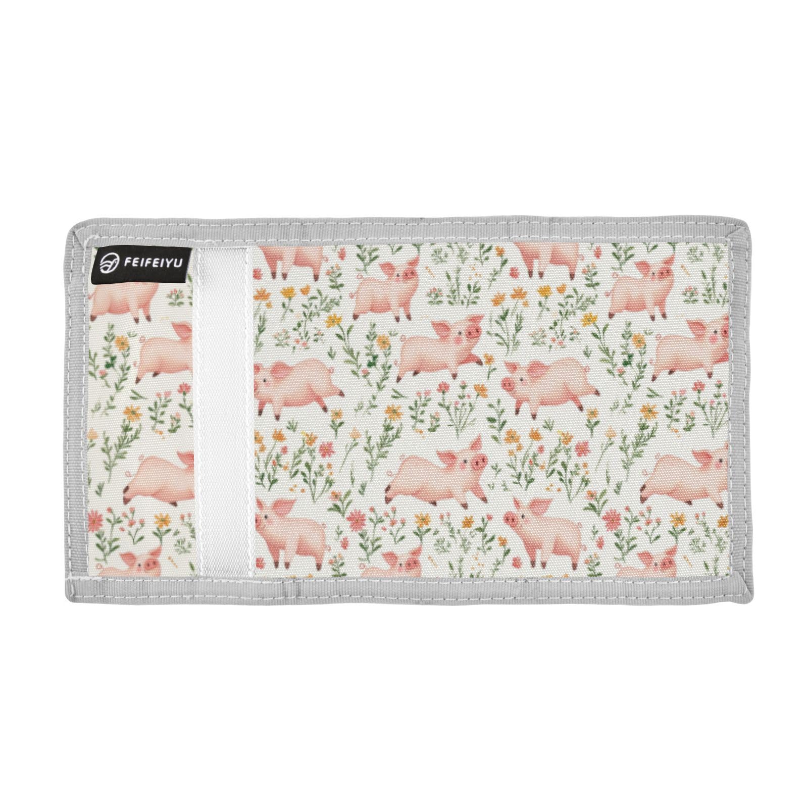 Wusikd Pig Flowers Kids Wallet for Boys Girls Pink Toddler Trifold Wallet Novelty Wallet for Teens Women Men