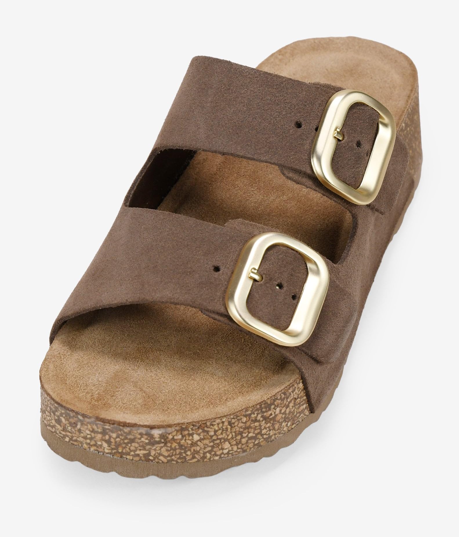 BOSANOVA Sandalias de cuña para Mujer en Piel con Doble Tira con Hebillas Regulables y Suela de Corcho Sin Cierre. Plantilla Confort. Calzado para Mujer