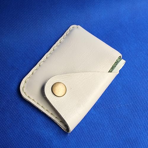 Miniatura 6 de Handmade Genuine Leather Card Holder with Snap Closure - Ultra Slim Minimalist Wallet, Hand-Stitched Compact Front Pocket Card Case for Men & Women