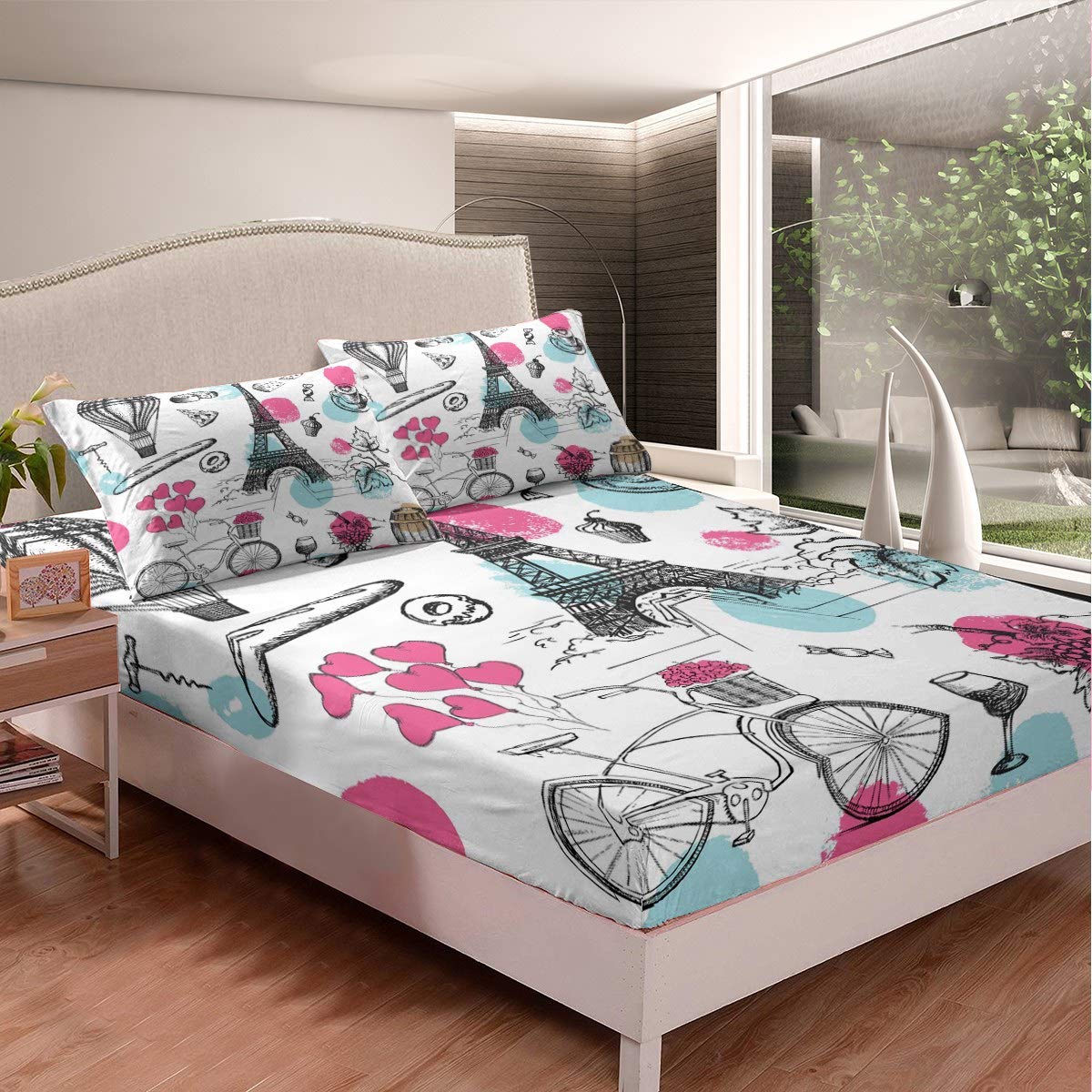 Loussiesd Set di biancheria da letto con copripiumino e federe