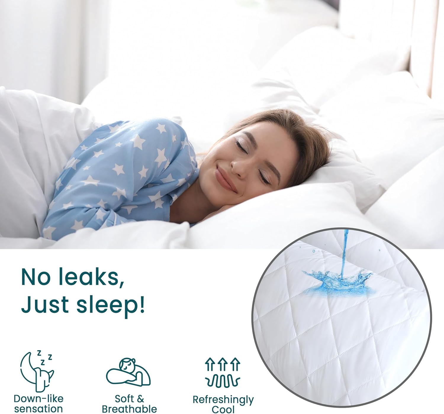 Quilted Waterproof Pillow Protectors King Size