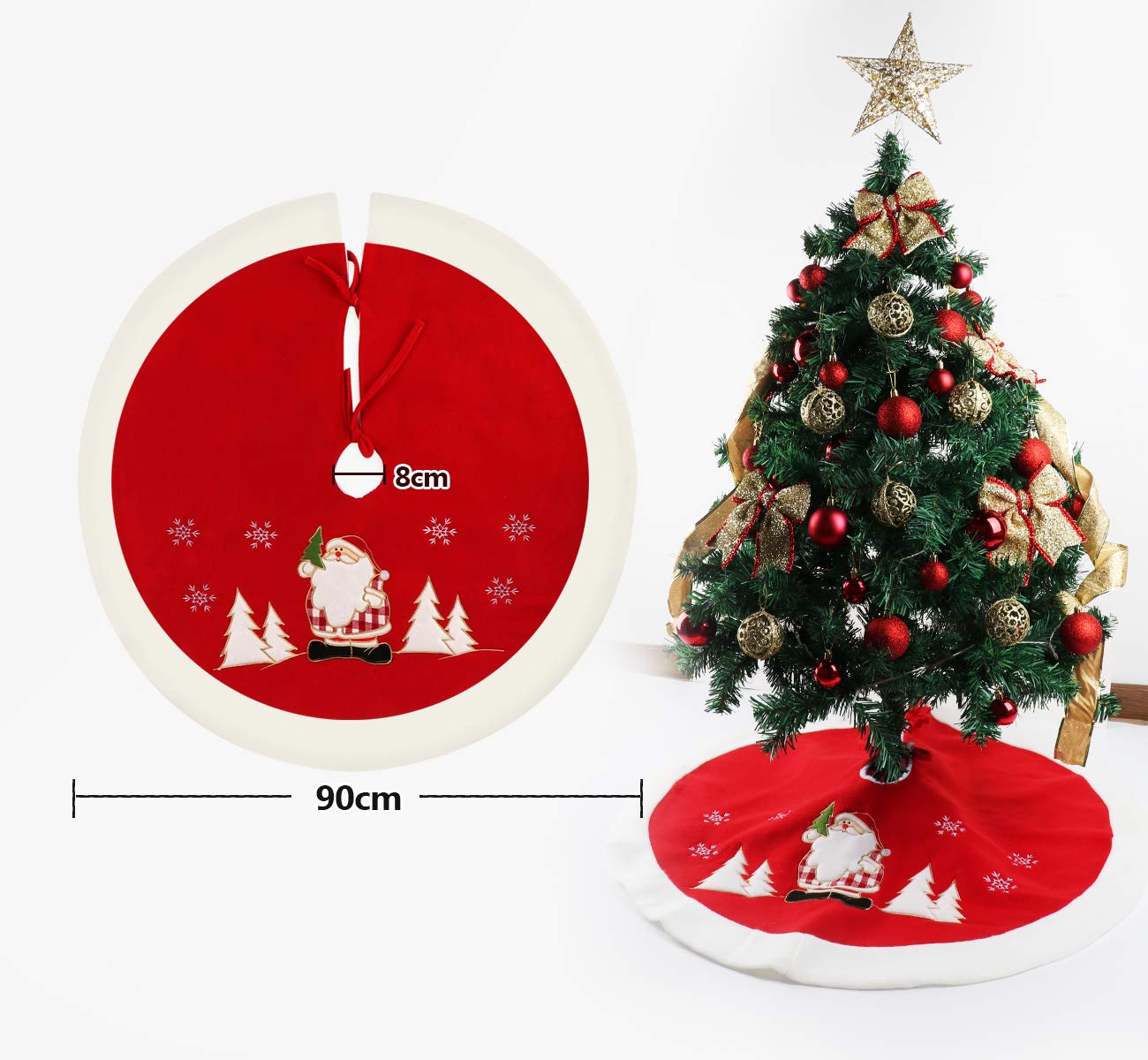 Coperta Rotonda In Feltro Per Albero Di Natale Con Babbo Natale – Proteggi Il Pavimento Dagli Aghi – Grigio 98 Cm - 2