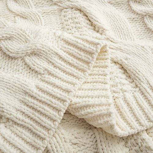 Miniatura 3 de Cyusri Manta para sofá, manta súper suave, cálida y decorativa con pompones para cama, sofá y sala de estar (blanco, 51 x 63 pulgadas)