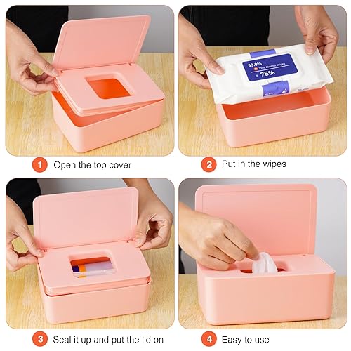 Miniatura 5 de Dispensador de toallitas para bebés, soporte para toallitas para bebés y adultos, mantiene el tejido húmedo fresco, funda antideslizante para