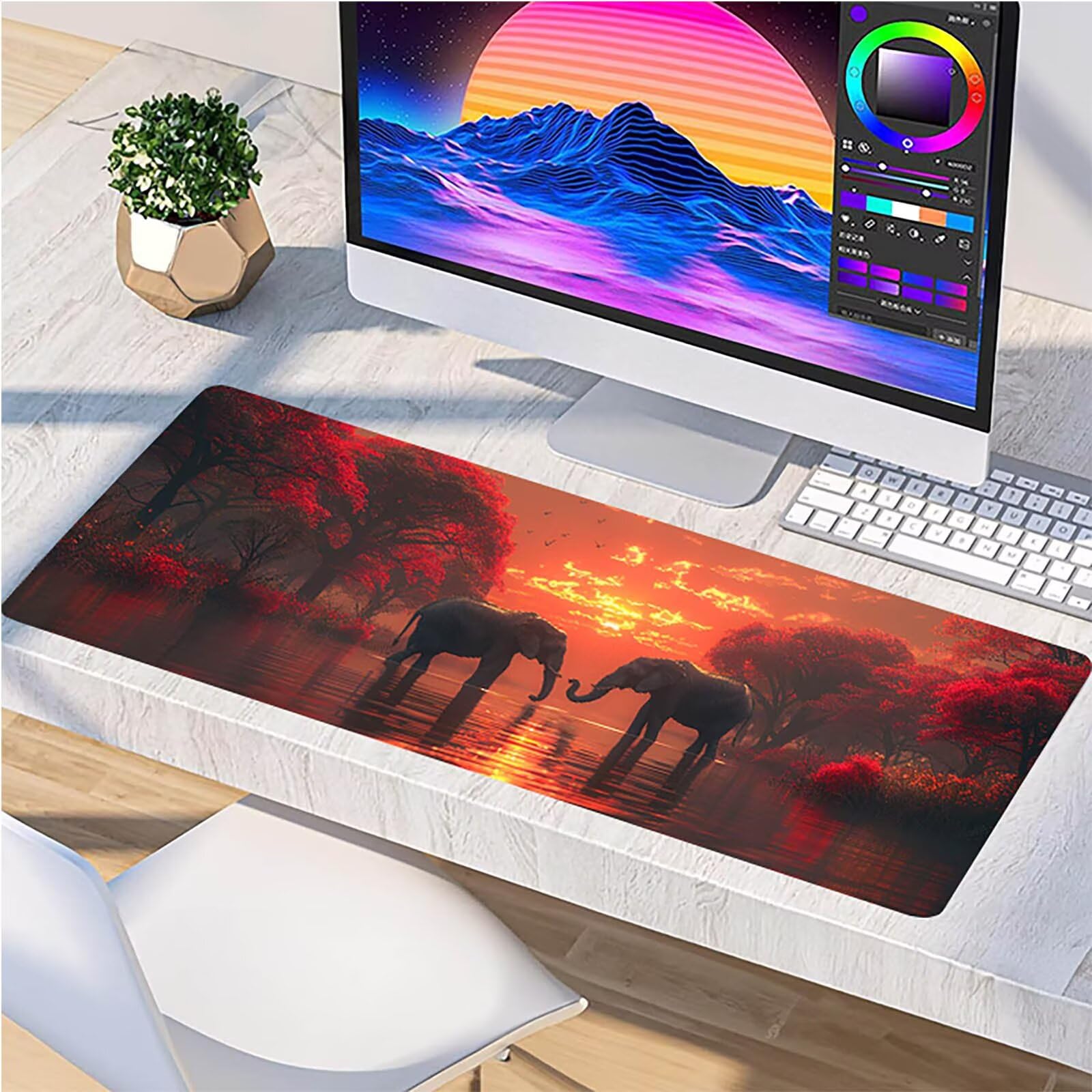 Tappetino Mouse Elefante, Tappetino Mouse XXL 1500 x 800 mm, Gaming Mouse Pad con Base in Gomma Antiscivolo, Mousepad Migliorare la Velocità e la Precisione, Ufficio Accessori Gaming, Rosso 7-8922