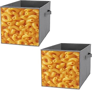 Macaroni Cheese Storage Bins Foldable Closet Organizer Cube Storage Organizer with Handles 10.6 X 10.6 X 10.6 Inches