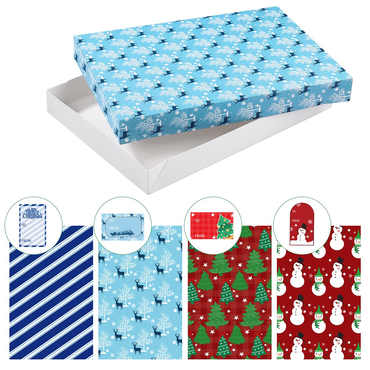12stück Geschenkbox Weihnachten Mit Deckel: Groß Geschenkverpackung Kraft Pappschachteln Geschenkkarton Mit Deckel Geschenkbox Weihnachten Groß Mit Namensetiketten, Kleidung