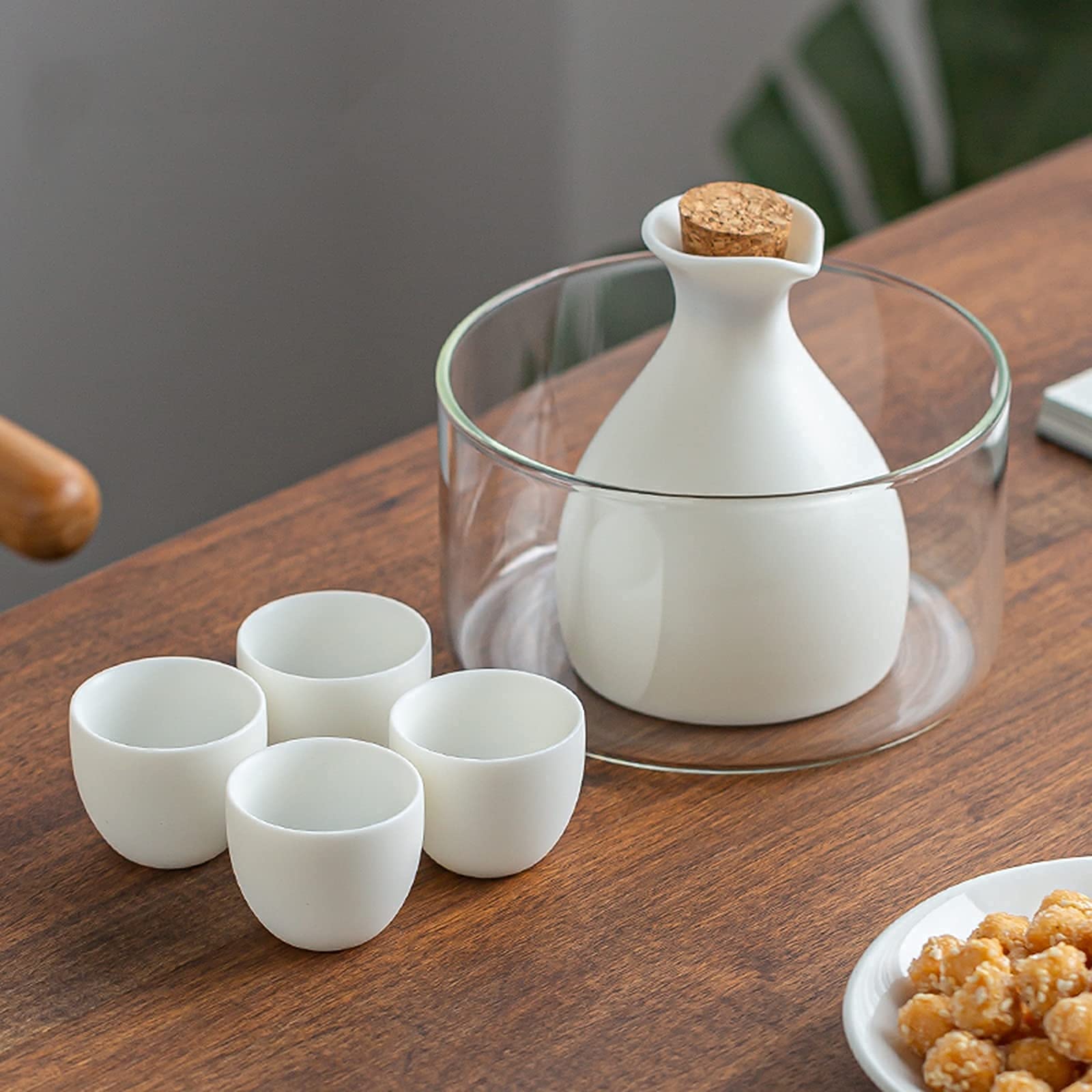 Juego De Sake Japonés De Cerámica, Antideslizante, Insípido, Fácil De Usar Y Limpiar, Ideal para Amantes De La Cultura Y La Artesanía Tradicional. 4 Tazas, A. Vajilla, 6 Tazas, B.