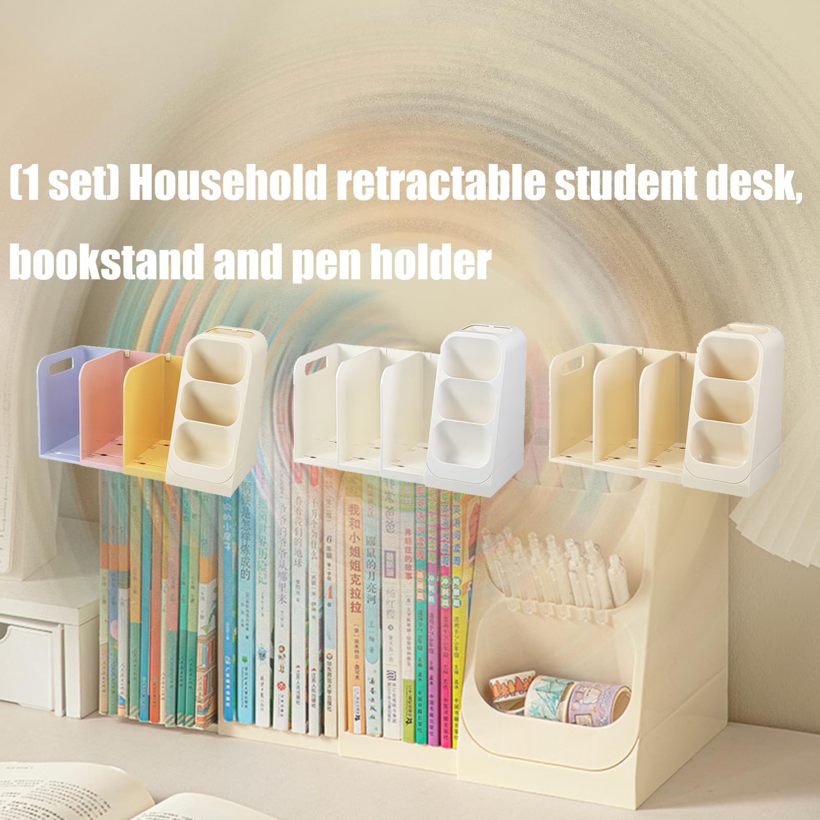Mehrzweck Bücherständer, Schreibtisch Organizer, erweiterbares Bücherregal, Stifthalter, ABS Konstruktion, Buchstützen für, Studenten, ausziehbare Buchstütze mit Stifthaltern