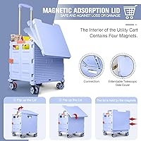 Vista 67 de FELICON SELORSS - Carrito plegable portátil con ruedas para subir escaleras y ruedas giratorias de 360°, mango telescópico, caja de plástico