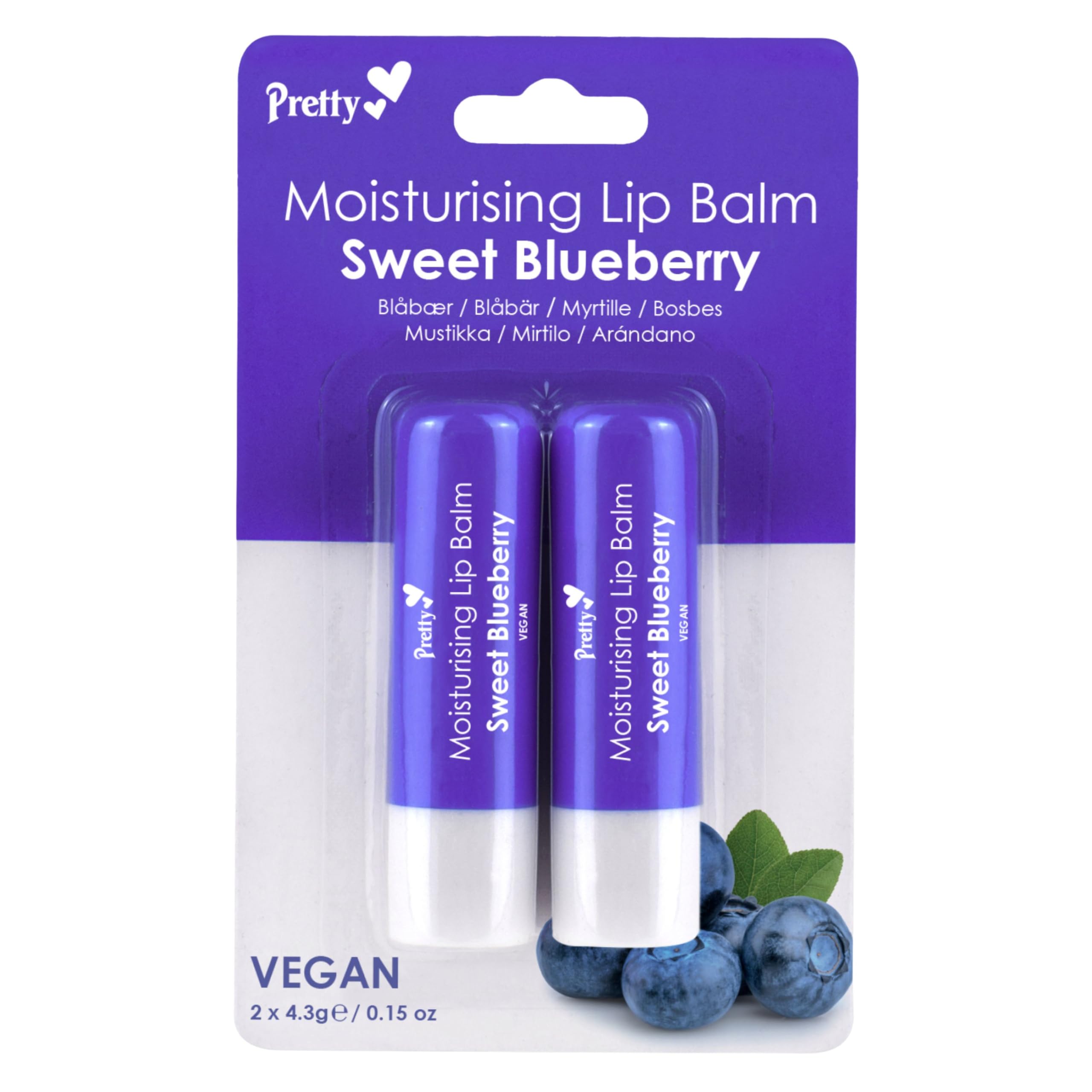 Pretty Moisturising Lip Balm – Sweet Blueberry (Pack of 2)