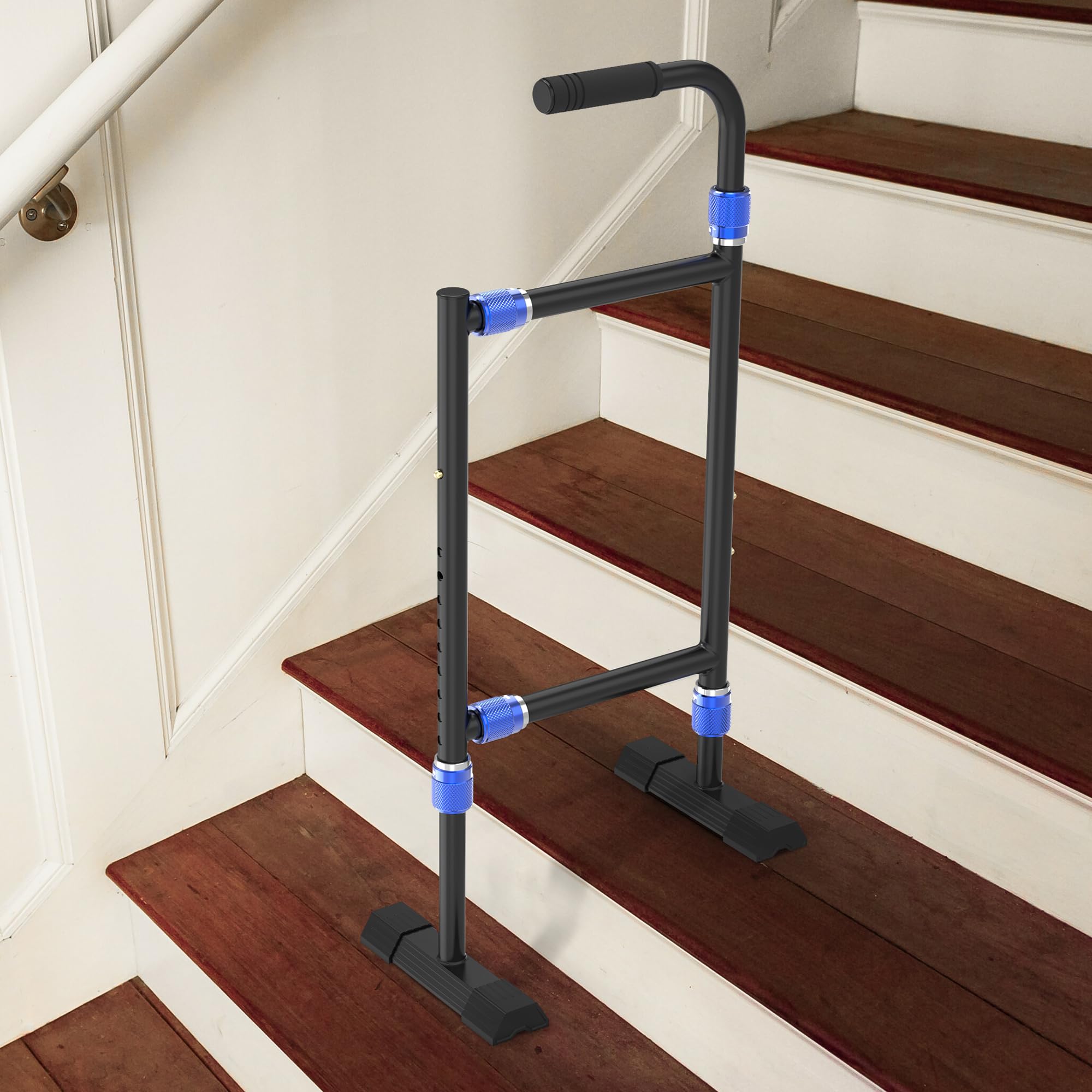 Support Way Aluminum Stair Climbing Aid for Elderly with Widened Base, Adjustable Height, Sturdy Stair Stick, Suitable for Elderly People
