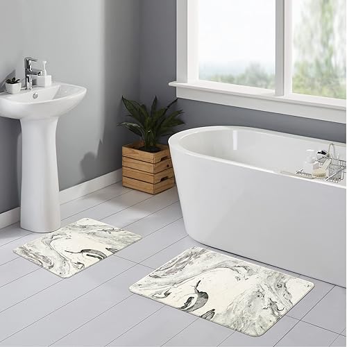 Miniatura 7 de HAOCOO Tapete de baño de terciopelo de mármol gris de 18 x 25 pulgadas, antideslizante, moderno, suave, de lujo, lavable a máquina, alfombra de baño