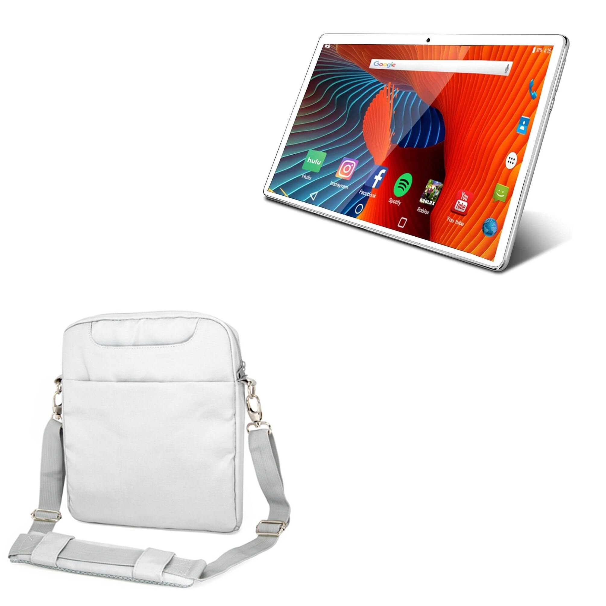 BoxWave Case Compatible with ZONKO Android 3G Phone Tablet K105-36 (10.1 in) - Encompass Urban Bag, Over Shoulder Messenger Straps Handle Bag Pockets - Cool Grey