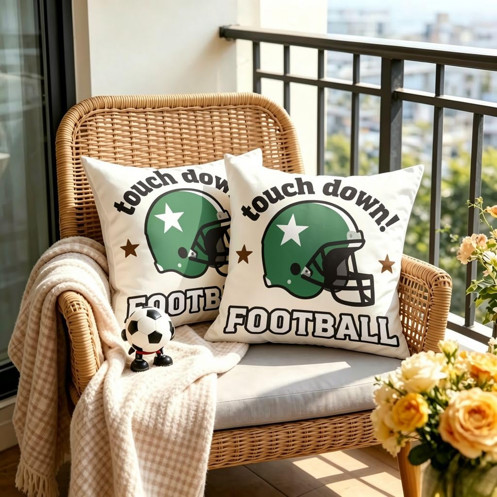 Football Helmet Linen Pillow Covers -18x18