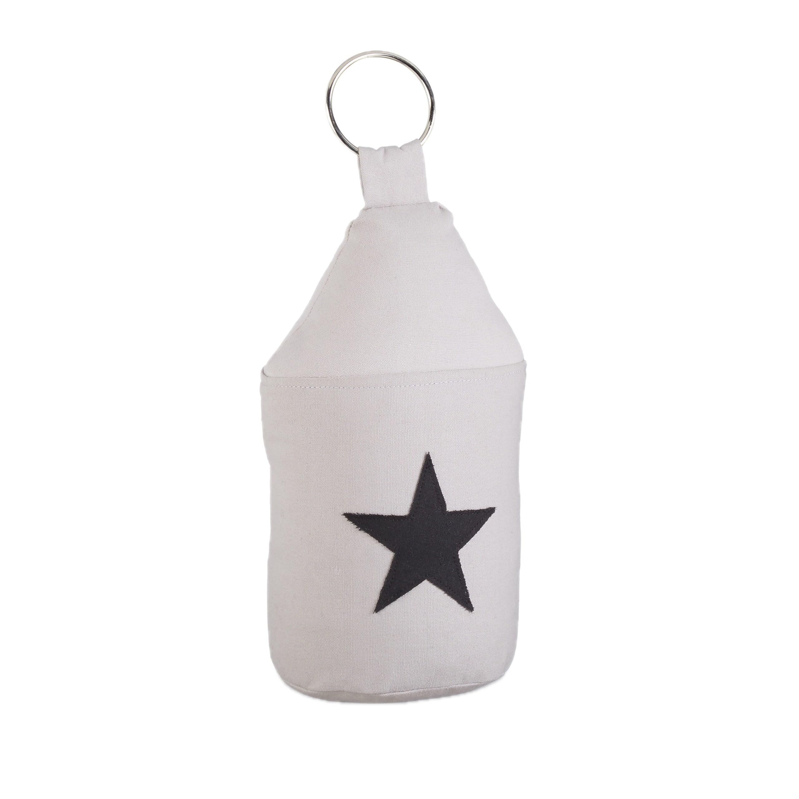 10x Fermaporta a Pavimento in Stoffa, Sacchetto Alto con Stella e con Manico, Bloccaporta HxLxP: 25 x 12 x 12 cm, Grigio