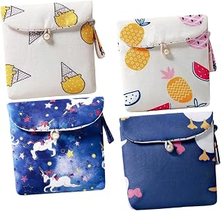 Healeved Menstrual Liner Pad Pouch 4pcs Napkin Bag Practical Useful Storage Pouch Napkin Pouch for Ladies Women Cotton Coin Purse