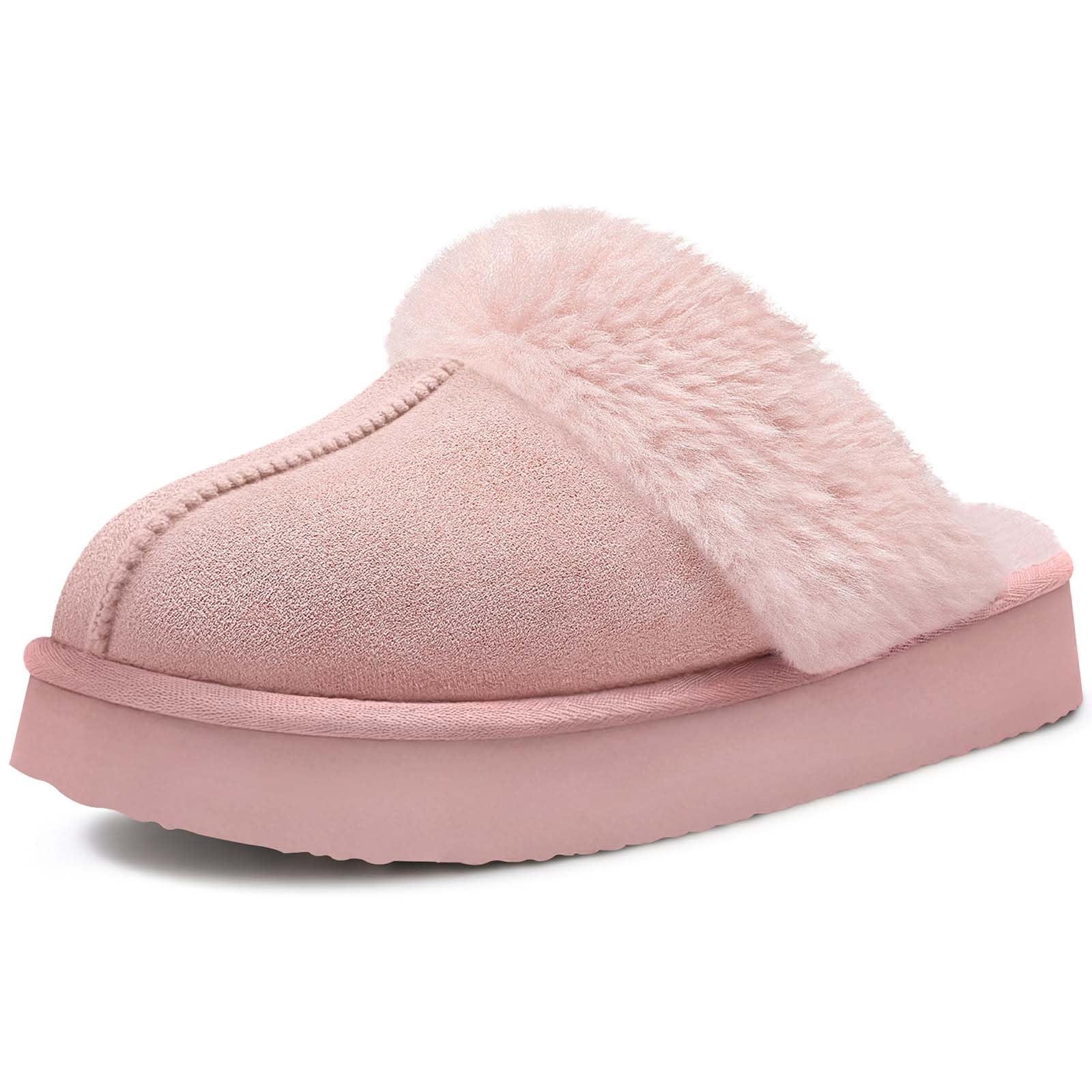 Litfun Fuzzy Memory Foam Slippers for Women Indoor Outdoor House Shoes