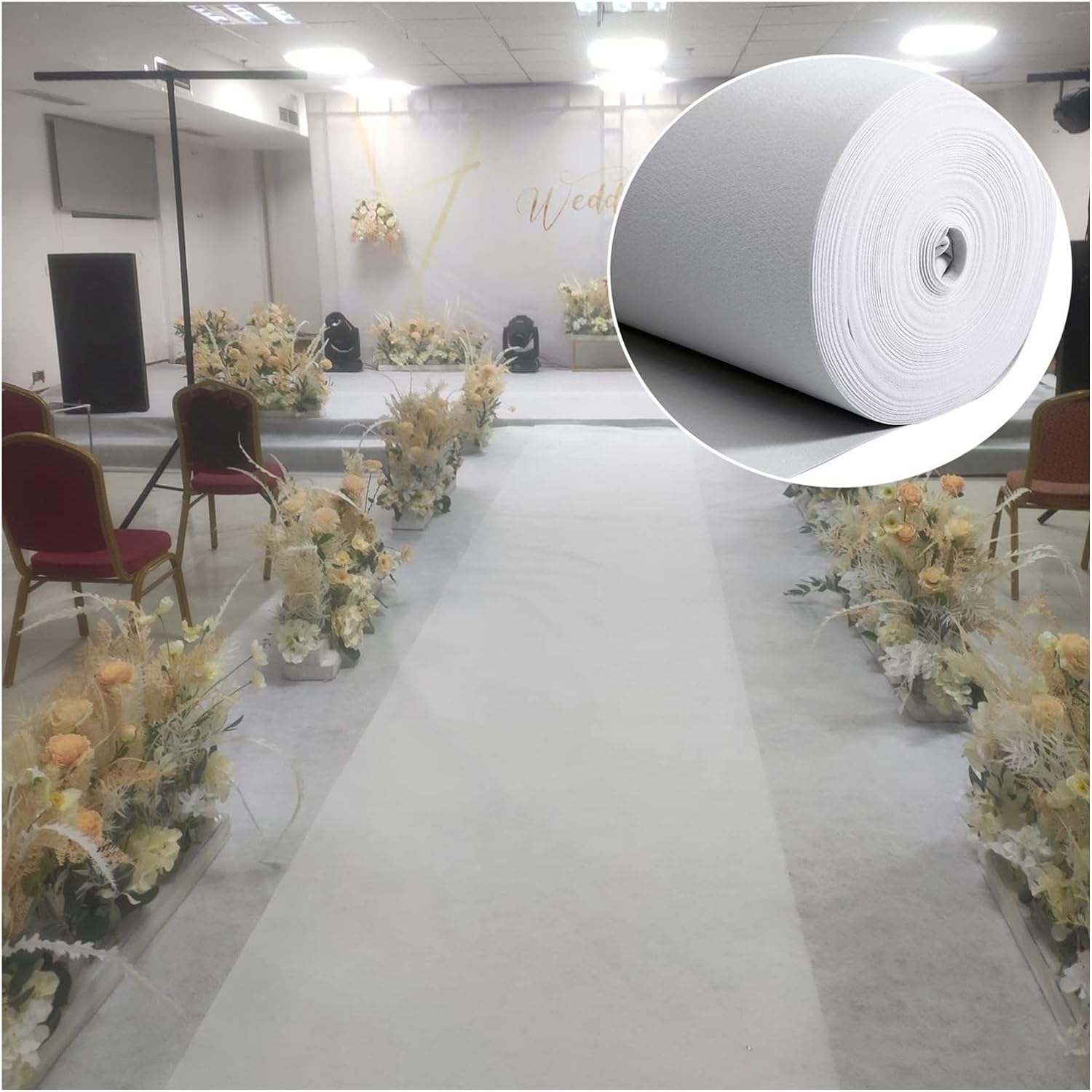 Tapis de mariage jetable en papier polyester pour protéger les robes de mariée sur l'allée