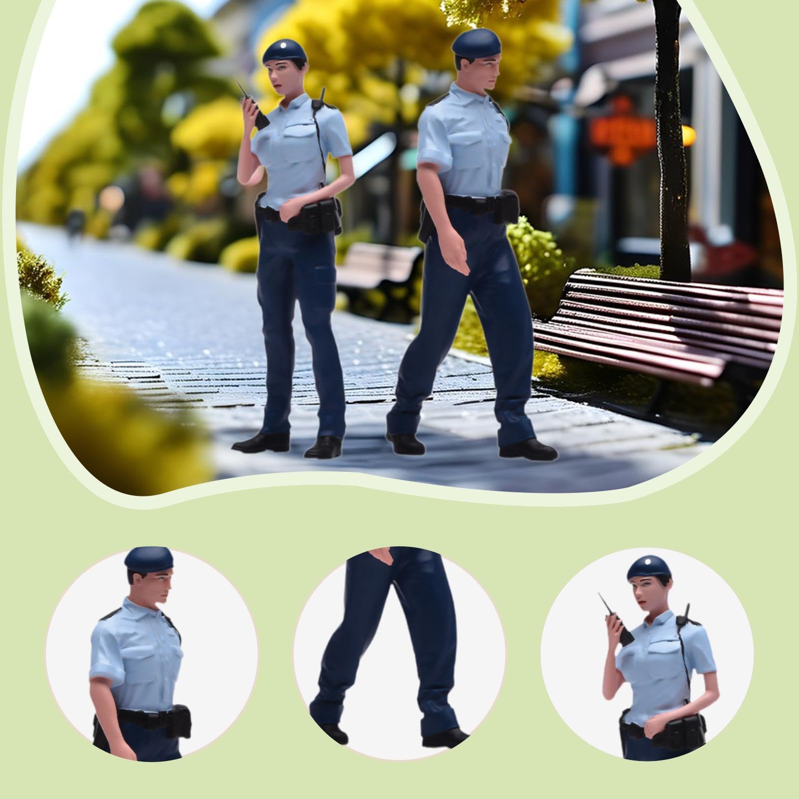 2 Pezzi di Figure in 1/24, Miniatura, Polizia di Hong, Diorama di Sabbia, Decorazioni per Collezioni, Piccole Figure Umane