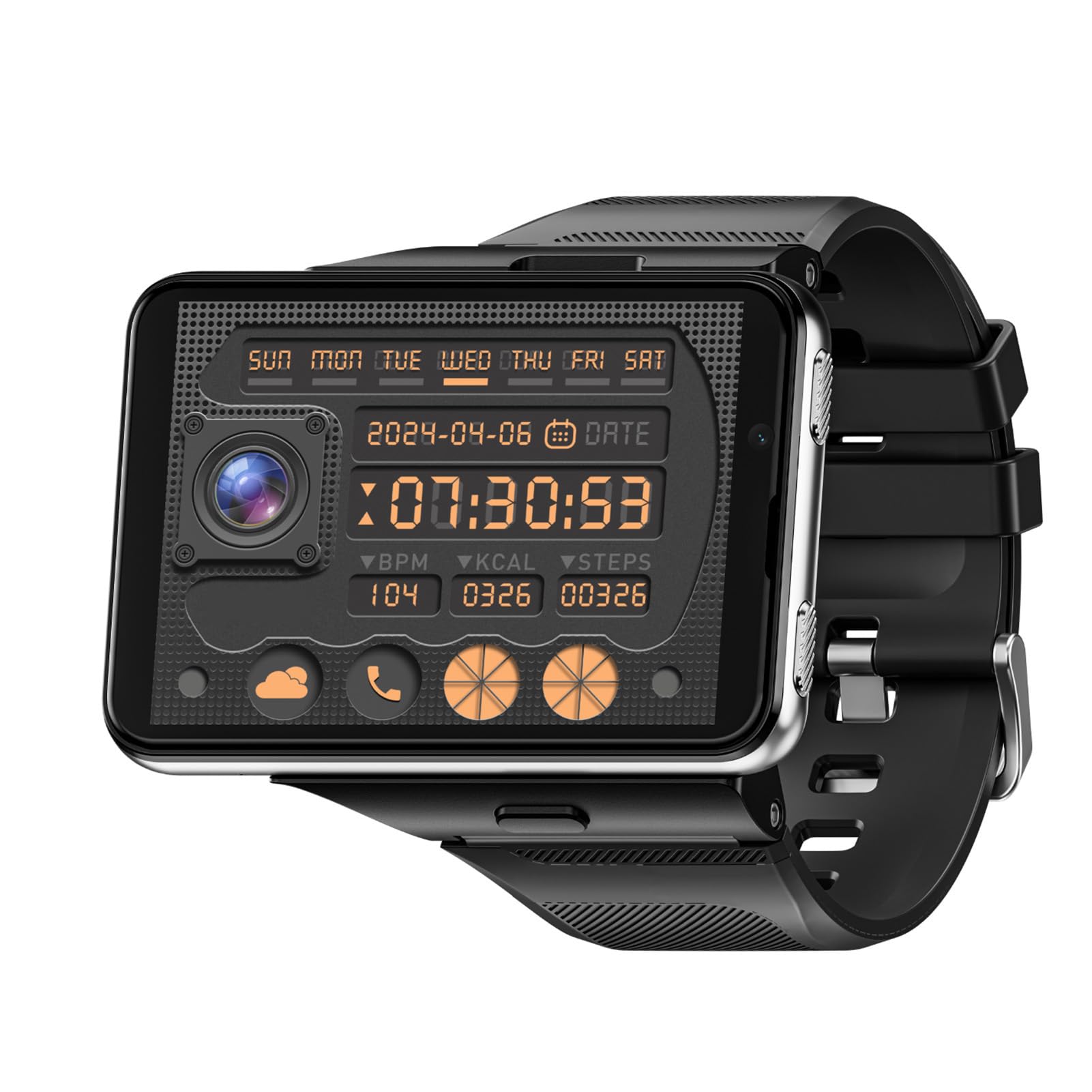 Inteligentny Zegarek 4G, Podwójny Aparat 2MP z Przodu 8MP z Tyłu 6GB RAM 128GB ROM GPS Beidou GLONASS, z 2,88-calowym Wyświetlaczem o Wysokiej Przejrzystości i Rozdzielczości (SILVER)