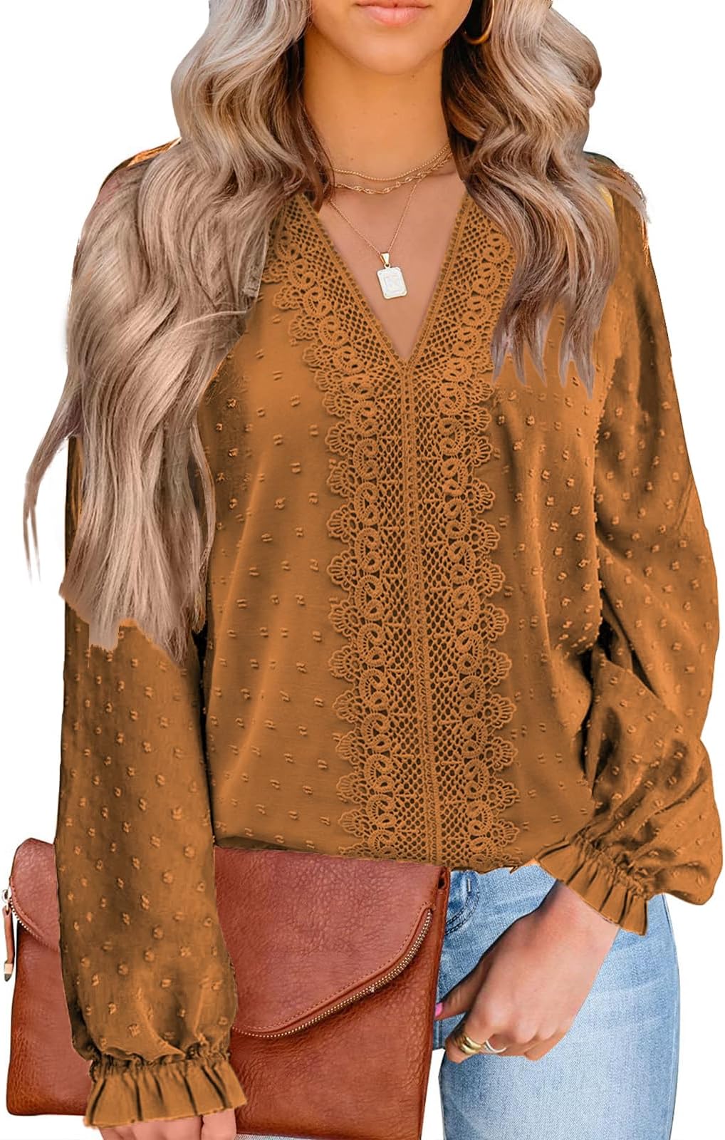 MixShe Womens Tops Long Sleeve Shirts V Neck Sweatshirt for Women Fall Fashion Trendy Clothes Casual Blouses