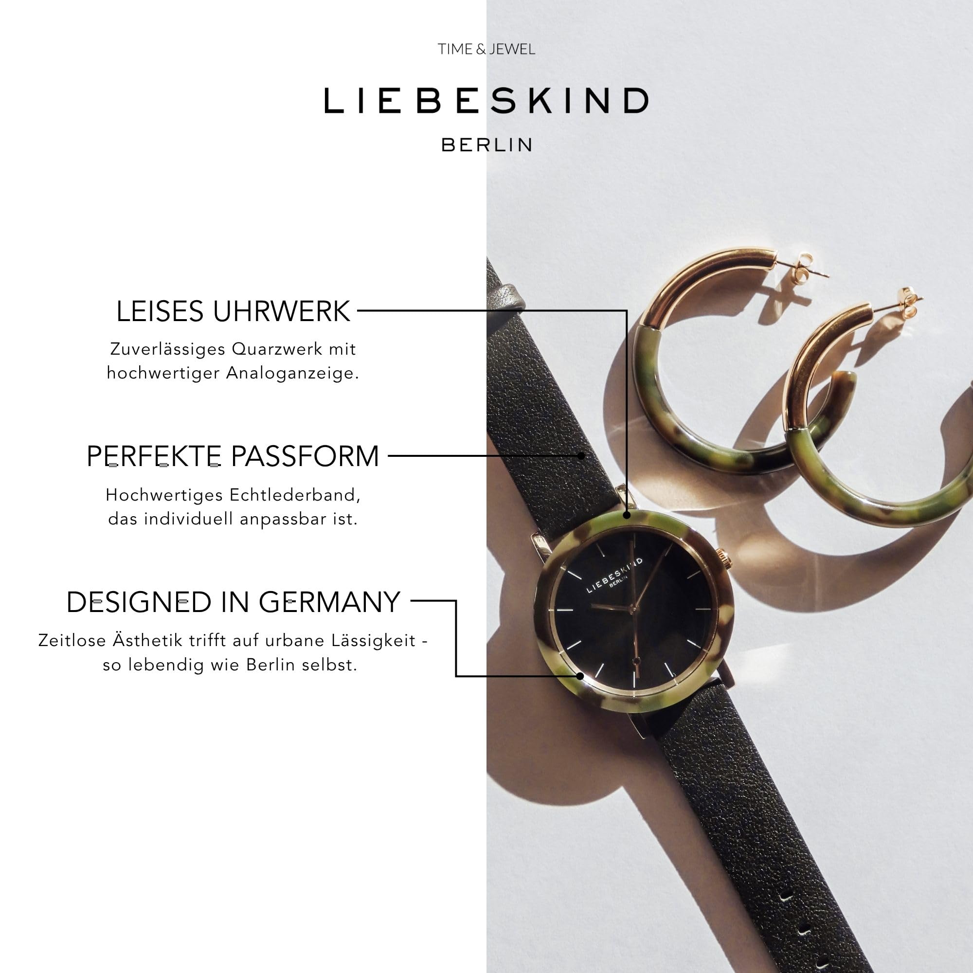 Liebeskind Berlin Damen Armbanduhr – Rundes Gehäuse mit gemustertem Acetat-Topring