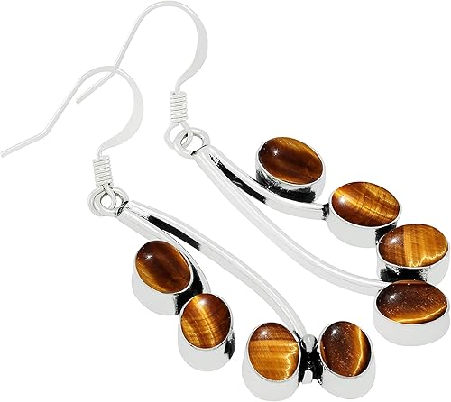 Miniatura 2 de Pendientes colgantes hechos a mano con piedras preciosas naturales 925 para mujer