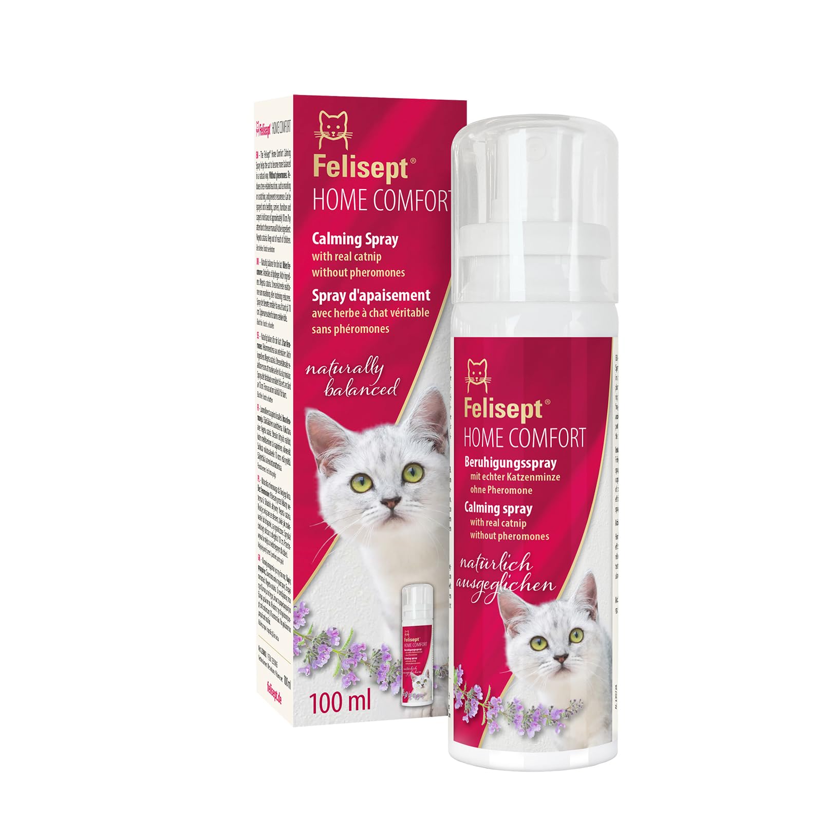 Felisept Home Comfort Spray antiarañazos gatos 100ml - Con Hierba Gatera Natural sin Feromonas para gatos - Reduce El Comportamiento Indeseable, El Estrés Y La Inquietud En Casa Y En Movimiento