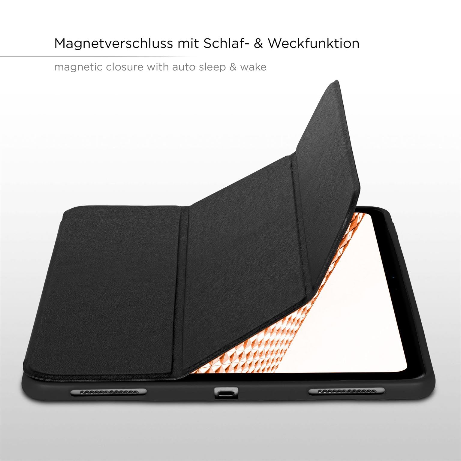ONEFLOW Hülle für iPad Pro 13 (2024/2025) Schutzhülle ultradünn mit Ständer, Cover mit Auto Schlaf/Wach Funktion, Flip Case mit Magnet Standfunktion, Folio PU Leder Case, Schwarz
