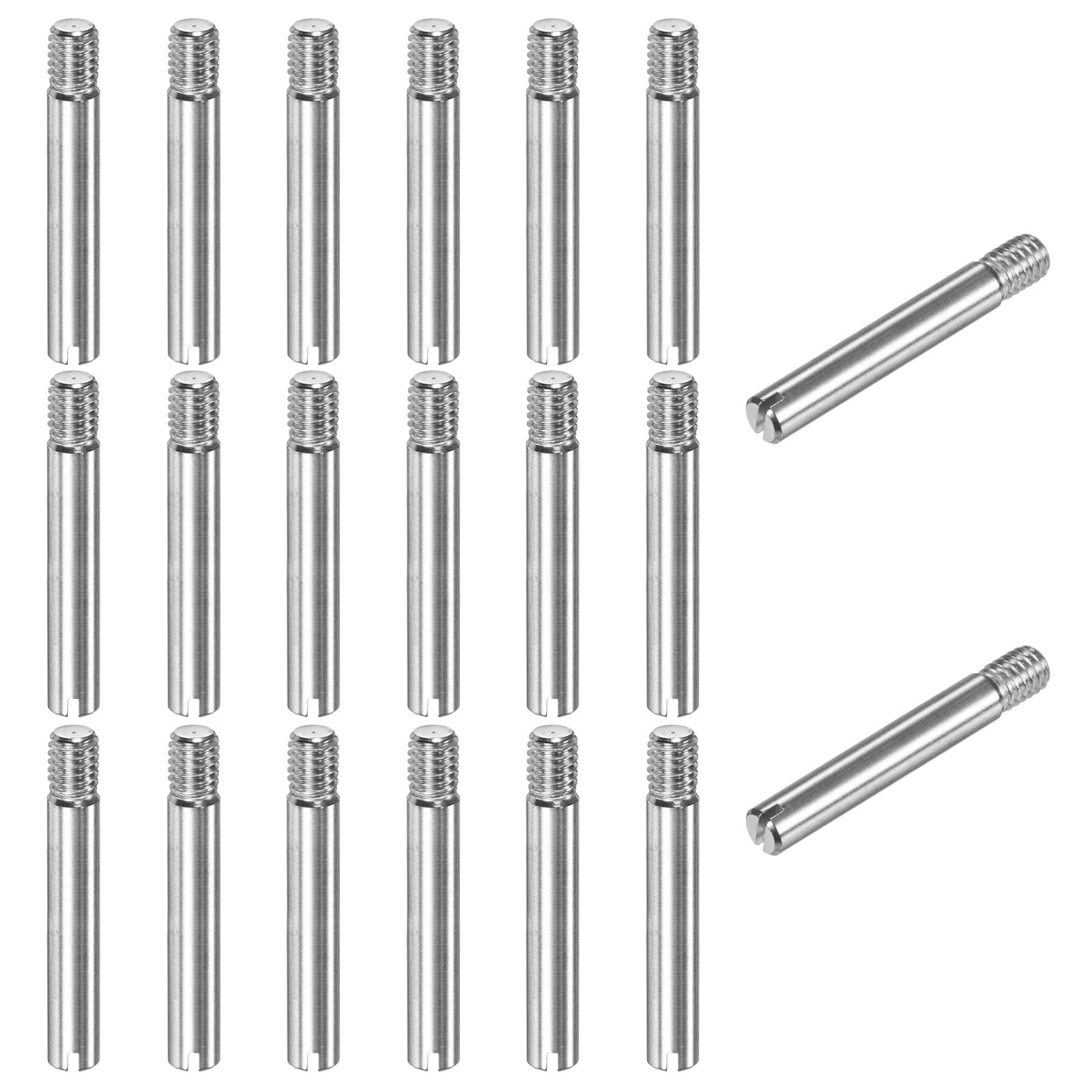 M METERXITY 20-Pack M6 x 40mm Slotted Cylindrical Pin Dowel, 304 Stainless Steel External Thread Locating Dowel Parallel Pins for Metal Devices/Wooden Projects [Silver Tone] — image 1
