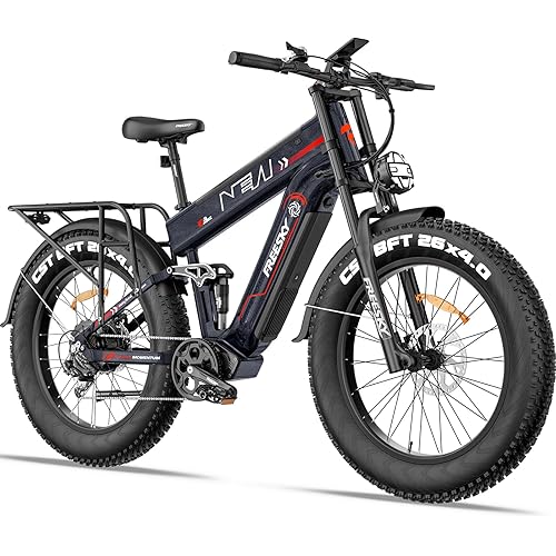 FREESKY Dual Battery Electric Bike for Adults, 48V 41AH 160 Miles Long Range Dirt E Bike, 3000W Motor 40MPH+, 26" Fat Tire Fast Mountain EBike, Full Suspension & Hydraulic Brakes, UL 2271 Certified