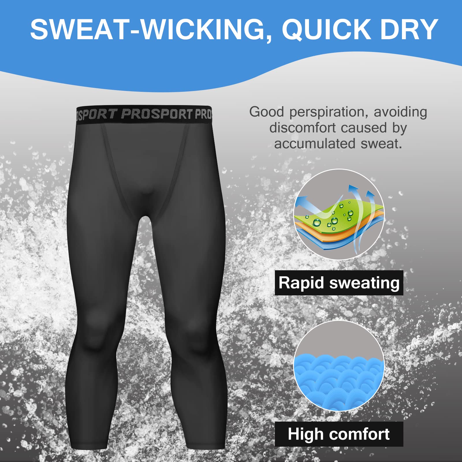 Valcatch One Leg Compression Tights for Basketball 3/4 Compression Pants Men Capri Leggings Athletic Base Layer
